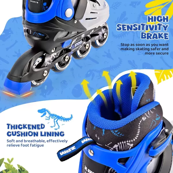 image2PM SPORTS Inline Skates for Girls Boys Kids Age 48 58 612 812 with Light Up Wheels Adjustable Inline Skates for Women Youth Size 11C 1 2 3 4 5 6 7 8Blue
