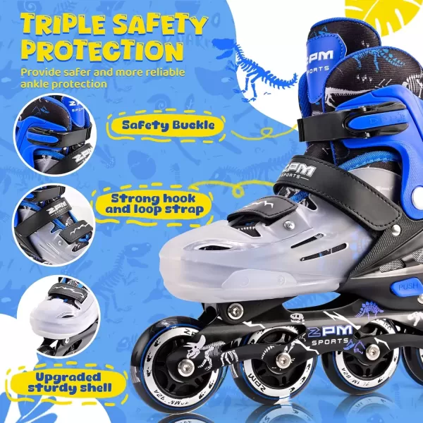 image2PM SPORTS Inline Skates for Girls Boys Kids Age 48 58 612 812 with Light Up Wheels Adjustable Inline Skates for Women Youth Size 11C 1 2 3 4 5 6 7 8Blue