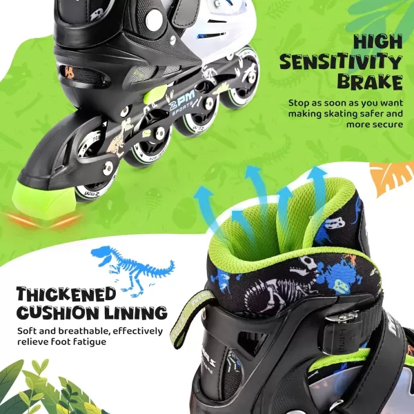image2PM SPORTS Inline Skates for Girls Boys Kids Age 48 58 612 812 with Light Up Wheels Adjustable Inline Skates for Women Youth Size 11C 1 2 3 4 5 6 7 8Green