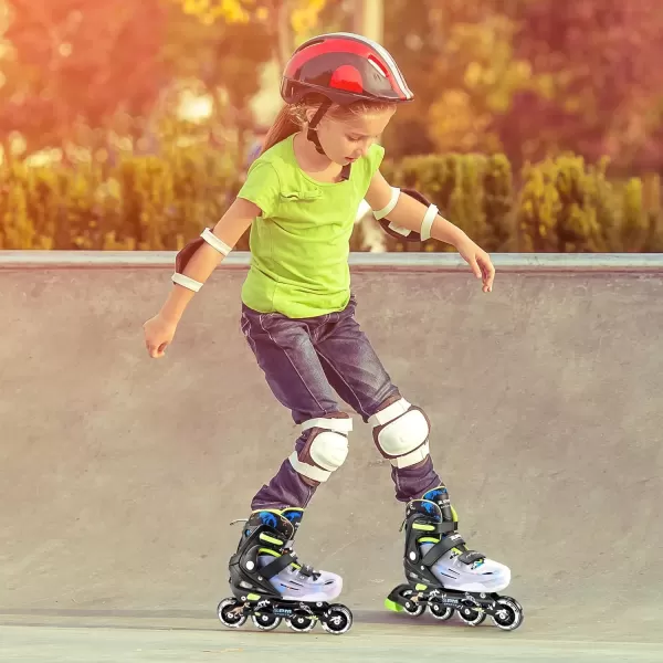 image2PM SPORTS Inline Skates for Girls Boys Kids Age 48 58 612 812 with Light Up Wheels Adjustable Inline Skates for Women Youth Size 11C 1 2 3 4 5 6 7 8Green