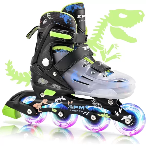 image2PM SPORTS Inline Skates for Girls Boys Kids Age 48 58 612 812 with Light Up Wheels Adjustable Inline Skates for Women Youth Size 11C 1 2 3 4 5 6 7 8Green