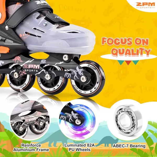 image2PM SPORTS Inline Skates for Girls Boys Kids Age 48 58 612 812 with Light Up Wheels Adjustable Inline Skates for Women Youth Size 11C 1 2 3 4 5 6 7 8Orange
