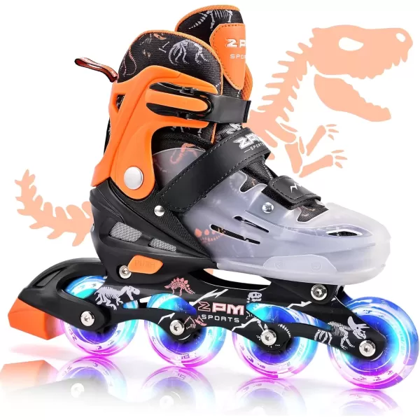 image2PM SPORTS Inline Skates for Girls Boys Kids Age 48 58 612 812 with Light Up Wheels Adjustable Inline Skates for Women Youth Size 11C 1 2 3 4 5 6 7 8Orange