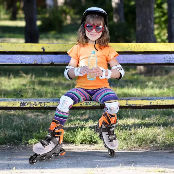 image2PM SPORTS Inline Skates for Girls Boys Kids Age 48 58 612 812 with Light Up Wheels Adjustable Inline Skates for Women Youth Size 11C 1 2 3 4 5 6 7 8Orange