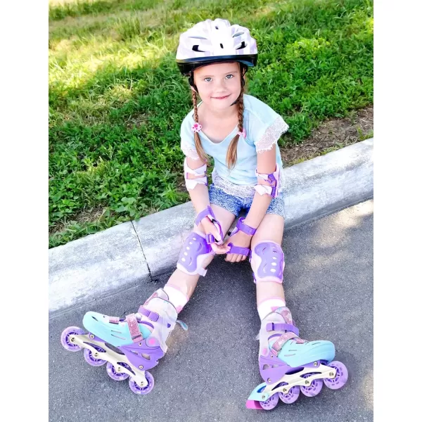 image2PM SPORTS Inline Skates for Girls Boys Kids Age 48 58 612 812 with Light Up Wheels Adjustable Inline Skates for Women Youth Size 11C 1 2 3 4 5 6 7 8Purple Blue
