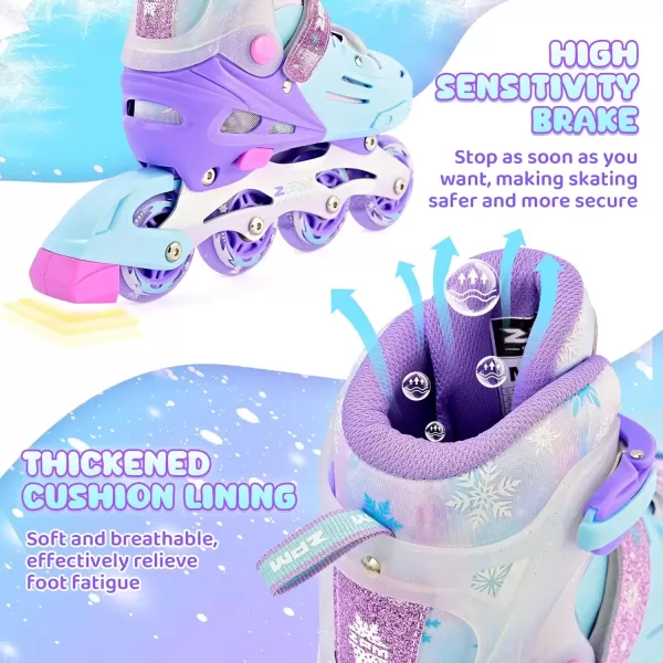 image2PM SPORTS Inline Skates for Girls Boys Kids Age 48 58 612 812 with Light Up Wheels Adjustable Inline Skates for Women Youth Size 11C 1 2 3 4 5 6 7 8Purple Blue