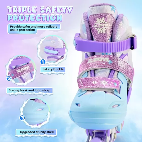 image2PM SPORTS Inline Skates for Girls Boys Kids Age 48 58 612 812 with Light Up Wheels Adjustable Inline Skates for Women Youth Size 11C 1 2 3 4 5 6 7 8Purple Blue