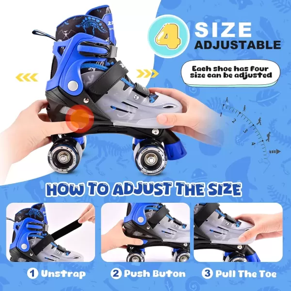 image2PM SPORTS Roller Skates for Girls Boys Kids Age 46 58 612 812 with Light Up Wheels Adjustable Youth Rollerskates Size 10C 11C 12C 13C 1 2 3 4 5 6Blue