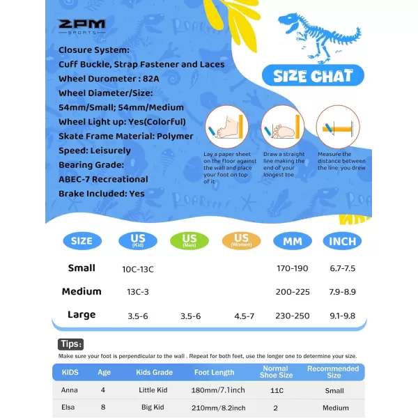 image2PM SPORTS Roller Skates for Girls Boys Kids Age 46 58 612 812 with Light Up Wheels Adjustable Youth Rollerskates Size 10C 11C 12C 13C 1 2 3 4 5 6Blue