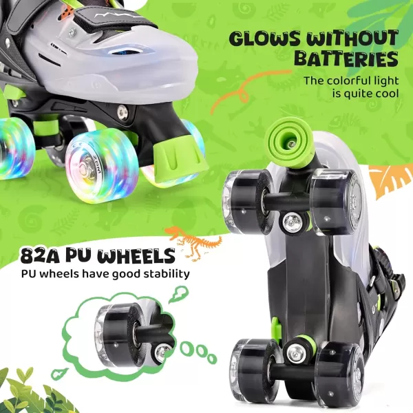 image2PM SPORTS Roller Skates for Girls Boys Kids Age 46 58 612 812 with Light Up Wheels Adjustable Youth Rollerskates Size 10C 11C 12C 13C 1 2 3 4 5 6Green