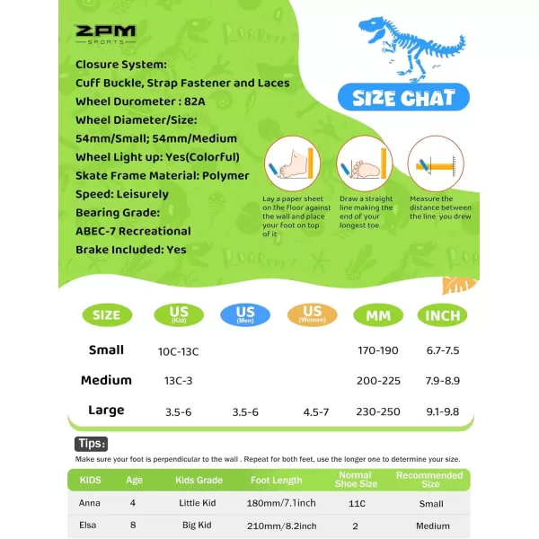 image2PM SPORTS Roller Skates for Girls Boys Kids Age 46 58 612 812 with Light Up Wheels Adjustable Youth Rollerskates Size 10C 11C 12C 13C 1 2 3 4 5 6Green
