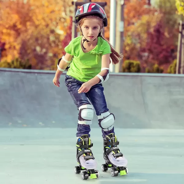 image2PM SPORTS Roller Skates for Girls Boys Kids Age 46 58 612 812 with Light Up Wheels Adjustable Youth Rollerskates Size 10C 11C 12C 13C 1 2 3 4 5 6Green