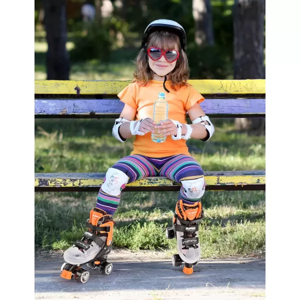 image2PM SPORTS Roller Skates for Girls Boys Kids Age 46 58 612 812 with Light Up Wheels Adjustable Youth Rollerskates Size 10C 11C 12C 13C 1 2 3 4 5 6Orange