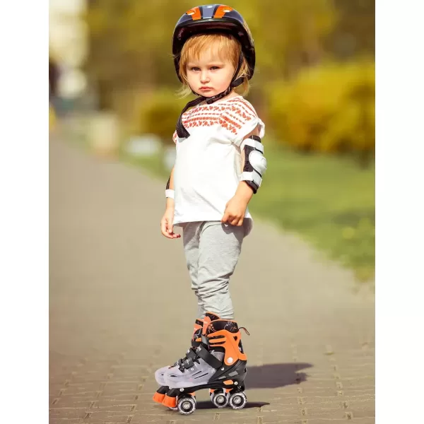 image2PM SPORTS Roller Skates for Girls Boys Kids Age 46 58 612 812 with Light Up Wheels Adjustable Youth Rollerskates Size 10C 11C 12C 13C 1 2 3 4 5 6Orange