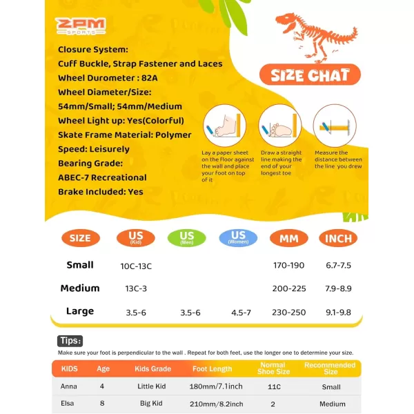 image2PM SPORTS Roller Skates for Girls Boys Kids Age 46 58 612 812 with Light Up Wheels Adjustable Youth Rollerskates Size 10C 11C 12C 13C 1 2 3 4 5 6Orange