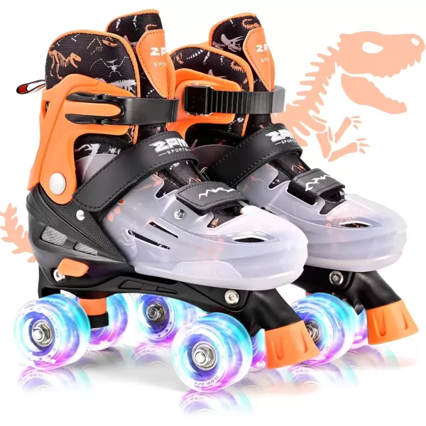 image2PM SPORTS Roller Skates for Girls Boys Kids Age 46 58 612 812 with Light Up Wheels Adjustable Youth Rollerskates Size 10C 11C 12C 13C 1 2 3 4 5 6Orange