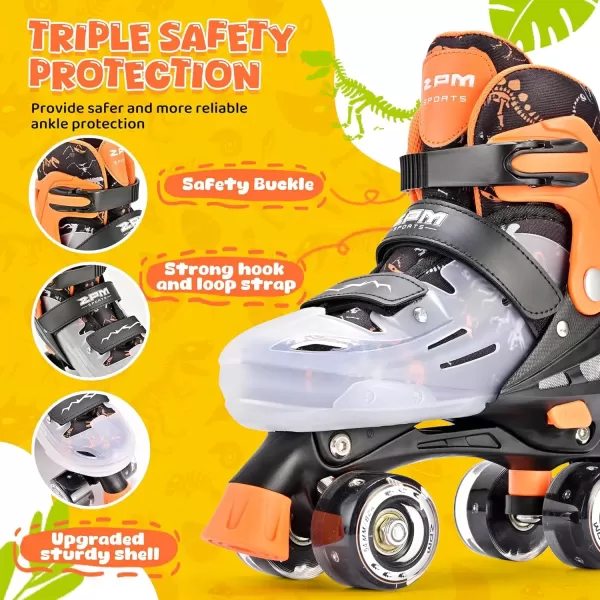 image2PM SPORTS Roller Skates for Girls Boys Kids Age 46 58 612 812 with Light Up Wheels Adjustable Youth Rollerskates Size 10C 11C 12C 13C 1 2 3 4 5 6Orange