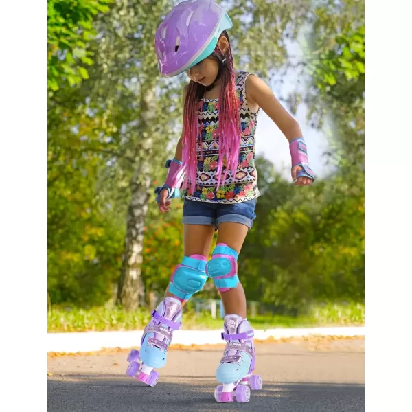 image2PM SPORTS Roller Skates for Girls Boys Kids Age 46 58 612 812 with Light Up Wheels Adjustable Youth Rollerskates Size 10C 11C 12C 13C 1 2 3 4 5 6Purple Blue