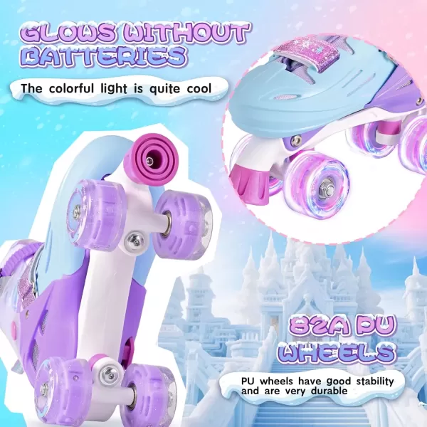 image2PM SPORTS Roller Skates for Girls Boys Kids Age 46 58 612 812 with Light Up Wheels Adjustable Youth Rollerskates Size 10C 11C 12C 13C 1 2 3 4 5 6Purple Blue