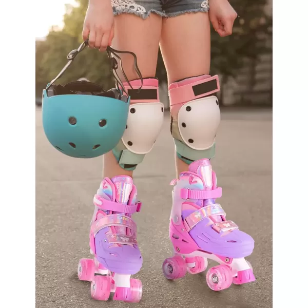 image2PM SPORTS Roller Skates for Girls Boys Kids Age 46 58 612 812 with Light Up Wheels Adjustable Youth Rollerskates Size 10C 11C 12C 13C 1 2 3 4 5 6Rose Red