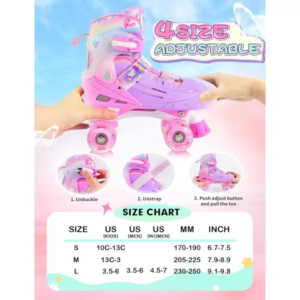 image2PM SPORTS Roller Skates for Girls Boys Kids Age 46 58 612 812 with Light Up Wheels Adjustable Youth Rollerskates Size 10C 11C 12C 13C 1 2 3 4 5 6Rose Red