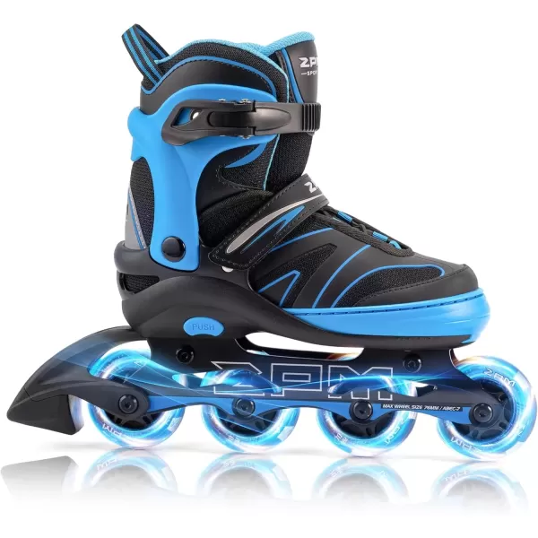 image2PM SPORTS Kids Adjustable Inline Skates Ages 412 Youth Inlie Skates for Girls Boys 58 812 with Full Light Up Wheels Beginner Women Adult SkatesBlue