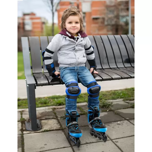 image2PM SPORTS Kids Adjustable Inline Skates Ages 412 Youth Inlie Skates for Girls Boys 58 812 with Full Light Up Wheels Beginner Women Adult SkatesBlue