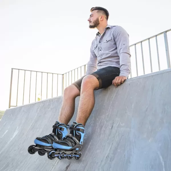 image2PM SPORTS Kids Adjustable Inline Skates Ages 412 Youth Inlie Skates for Girls Boys 58 812 with Full Light Up Wheels Beginner Women Adult SkatesBlue