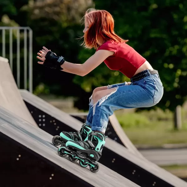 image2PM SPORTS Kids Adjustable Inline Skates Ages 412 Youth Inlie Skates for Girls Boys 58 812 with Full Light Up Wheels Beginner Women Adult SkatesMint