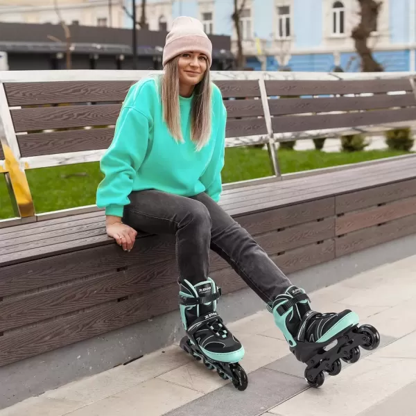 image2PM SPORTS Kids Adjustable Inline Skates Ages 412 Youth Inlie Skates for Girls Boys 58 812 with Full Light Up Wheels Beginner Women Adult SkatesMint