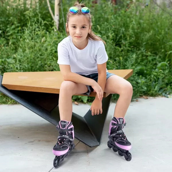 image2PM SPORTS Kids Adjustable Inline Skates Ages 412 Youth Inlie Skates for Girls Boys 58 812 with Full Light Up Wheels Beginner Women Adult SkatesPink