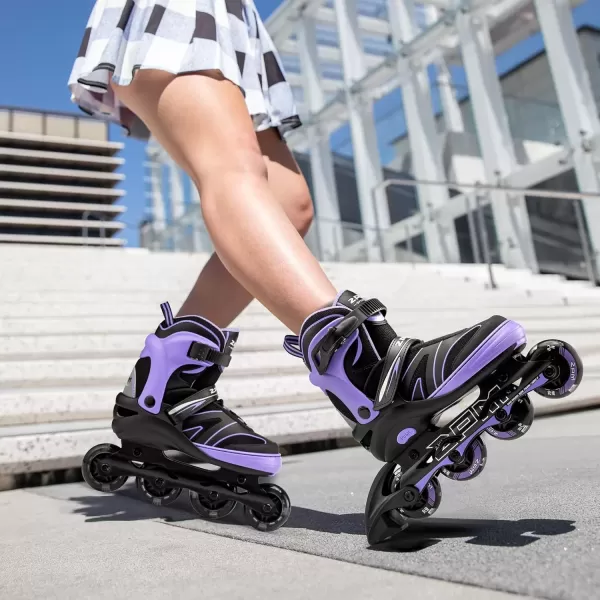 image2PM SPORTS Kids Adjustable Inline Skates Ages 412 Youth Inlie Skates for Girls Boys 58 812 with Full Light Up Wheels Beginner Women Adult SkatesPurple