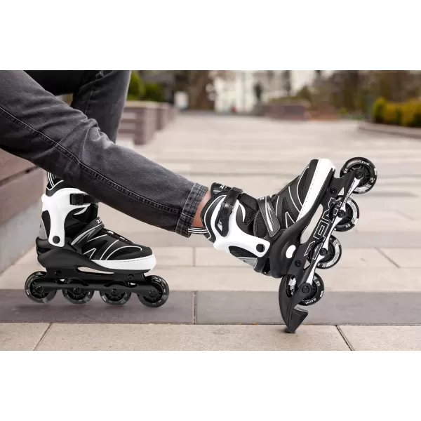 image2PM SPORTS Kids Adjustable Inline Skates Ages 412 Youth Inlie Skates for Girls Boys 58 812 with Full Light Up Wheels Beginner Women Adult SkatesWhite