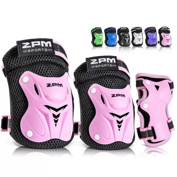 image2PM SPORTS Knee Pads for Kids Wrist Guards Knee and Elbow Pads Set with Drawstring Bag Protective Gear Set for Girls Boys Roller Skating Cycling Skateboard  Black SmallPink