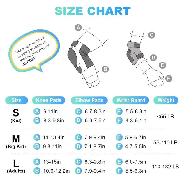 image2PM SPORTS Knee Pads for Kids Wrist Guards Knee and Elbow Pads Set with Drawstring Bag Protective Gear Set for Girls Boys Roller Skating Cycling Skateboard  Black SmallMint