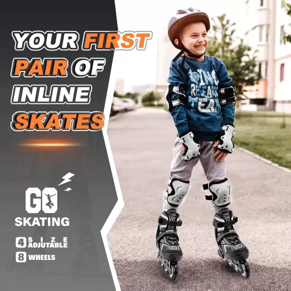 image2PM SPORTS Torinx Green Boys Adjustable Inline Skates Fun Beginner Roller Skates for Kids Youth Girls Men and WomenBlack