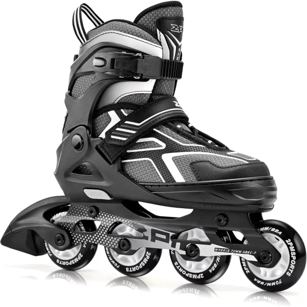 image2PM SPORTS Torinx Green Boys Adjustable Inline Skates Fun Beginner Roller Skates for Kids Youth Girls Men and WomenBlack