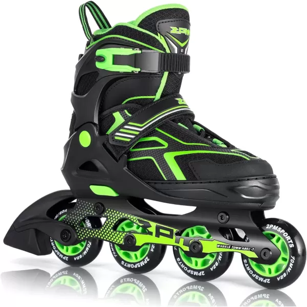 image2PM SPORTS Torinx Green Boys Adjustable Inline Skates Fun Beginner Roller Skates for Kids Youth Girls Men and WomenGreen