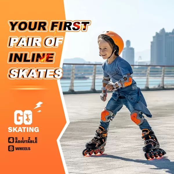 image2PM SPORTS Torinx Green Boys Adjustable Inline Skates Fun Beginner Roller Skates for Kids Youth Girls Men and WomenOrange