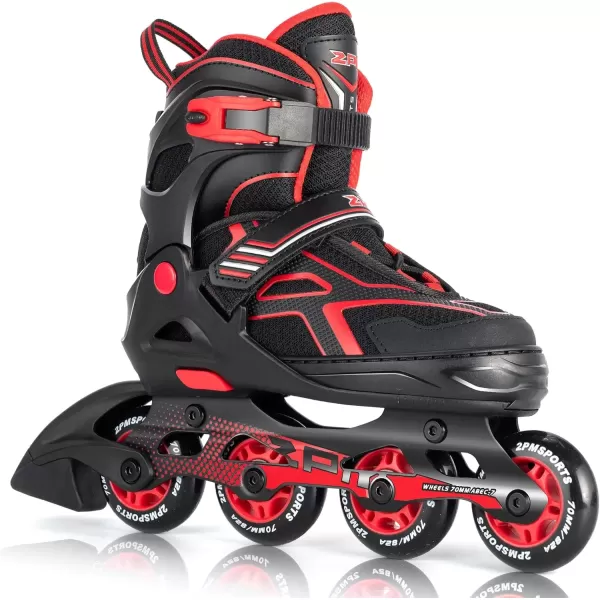 image2PM SPORTS Torinx Green Boys Adjustable Inline Skates Fun Beginner Roller Skates for Kids Youth Girls Men and WomenRed