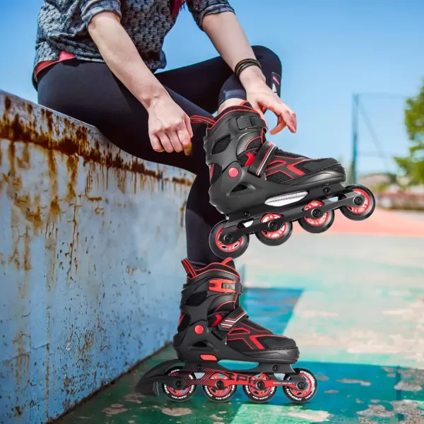 image2PM SPORTS Torinx Green Boys Adjustable Inline Skates Fun Beginner Roller Skates for Kids Youth Girls Men and WomenRed
