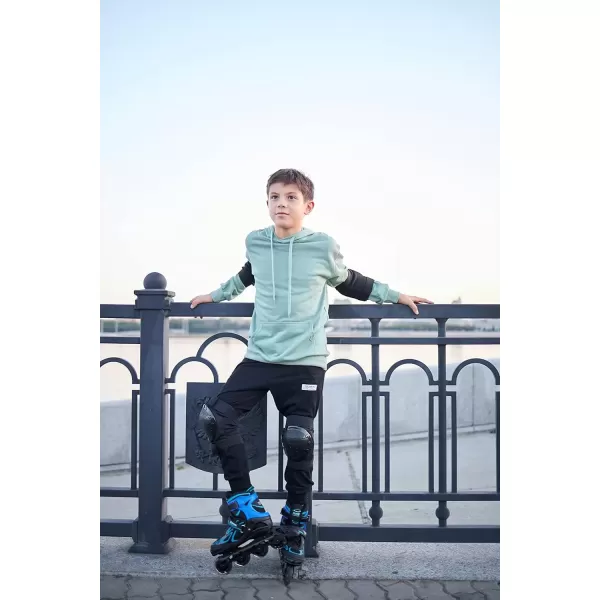 image2PM SPORTS Vinal Girls Adjustable Flashing Inline Skates All Wheels Light Up Fun Illuminating Skates for Kids and MenAzure  Blue