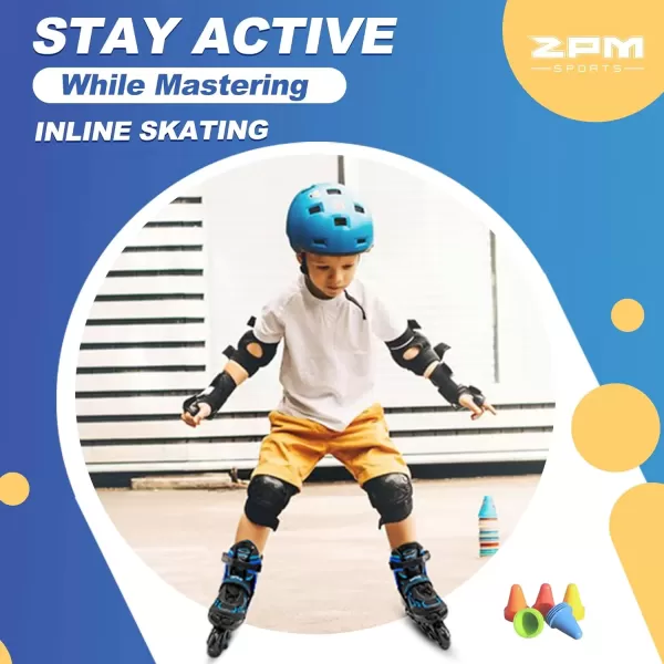 image2PM SPORTS Vinal Girls Adjustable Flashing Inline Skates All Wheels Light Up Fun Illuminating Skates for Kids and MenAzure  Blue