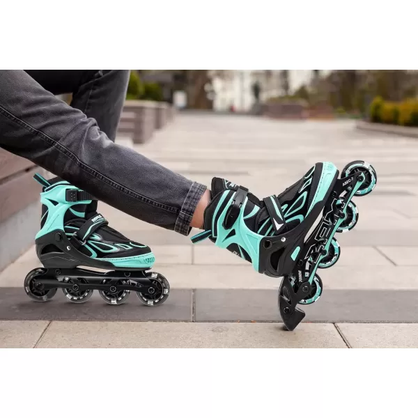 image2PM SPORTS Vinal Girls Adjustable Flashing Inline Skates All Wheels Light Up Fun Illuminating Skates for Kids and MenMint
