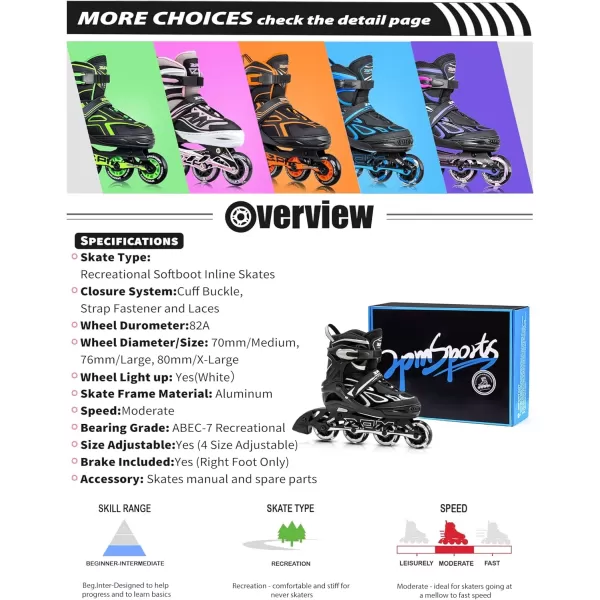 image2PM SPORTS Vinal Girls Adjustable Flashing Inline Skates All Wheels Light Up Fun Illuminating Skates for Kids and MenSilver
