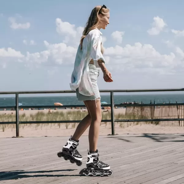 image2PM SPORTS Vinal Girls Adjustable Flashing Inline Skates All Wheels Light Up Fun Illuminating Skates for Kids and MenWhite