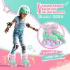 image2PM SPORTS 4 Size Adjustable Light Up Roller Skates for Girls Flashing 4 Wheels Beginner Kids Rollerskates for Age 58 812Green