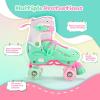 image2PM SPORTS 4 Size Adjustable Light Up Roller Skates for Girls Flashing 4 Wheels Beginner Kids Rollerskates for Age 58 812Green
