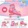 image2PM SPORTS 4 Size Adjustable Light Up Roller Skates for Girls Flashing 4 Wheels Beginner Kids Rollerskates for Age 58 812Red