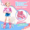 image2PM SPORTS 4 Size Adjustable Light Up Roller Skates for Girls Flashing 4 Wheels Beginner Kids Rollerskates for Age 58 812Red